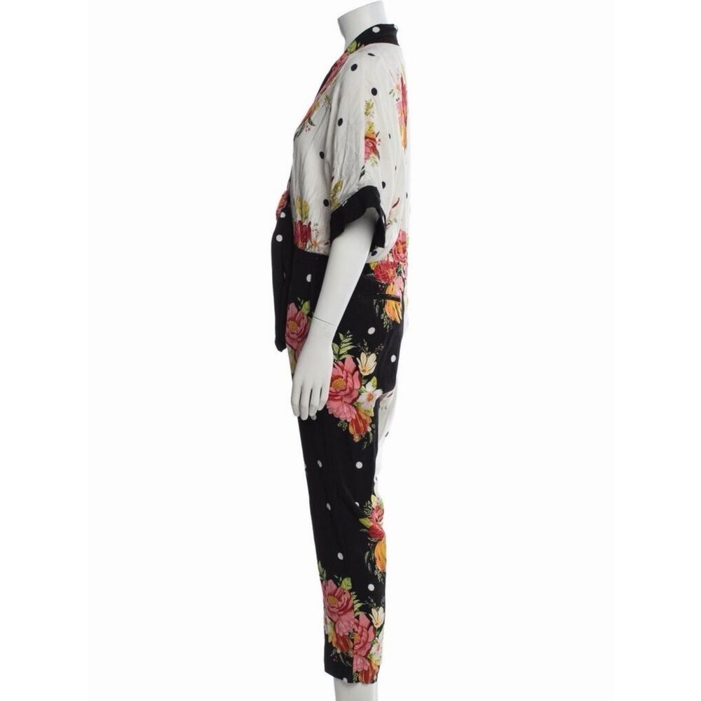 Farm Rio Mixed Nanaju Jumpsuit M Floral Polka Dot Tropical Whimsy Cottagecore - Picture 5 of 16